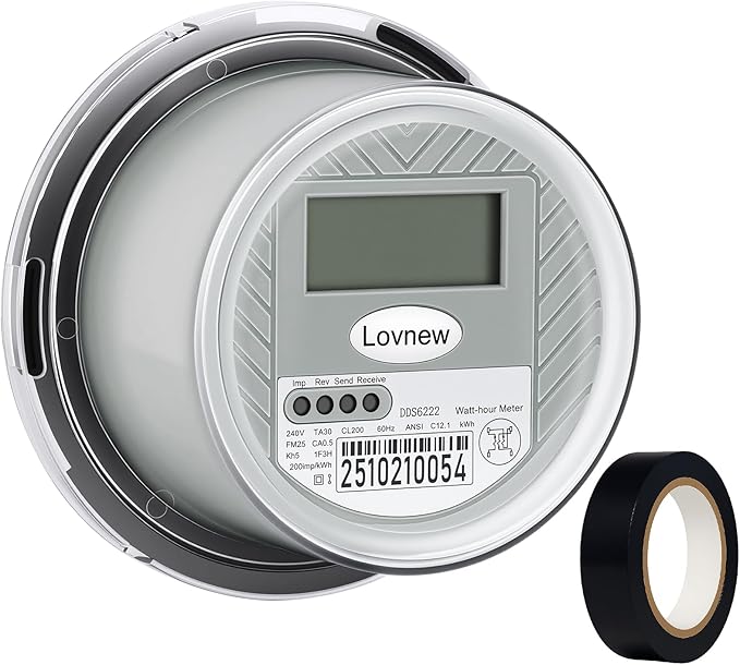RV Digital Electric Meter,240V 2 Wire kWh Watt Power Meter with LCD Display,CL200 Energy Monitoring submeter for Residential Home Use,TA30 Current Measurement,Compatible with 4 Jaw Meter Sockets