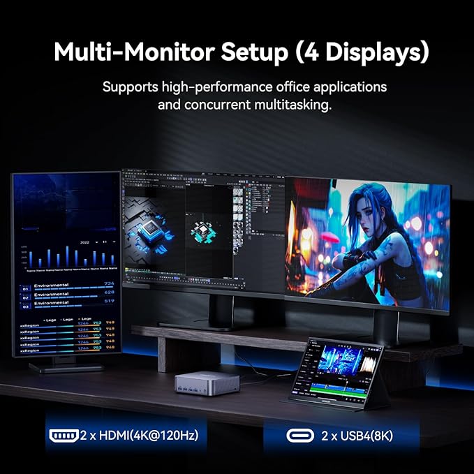 GEEKOM GT1 Mega AI Mini PC with 14th Gen Intel Ultra 9 185H, 16GB DDR5(Up to 96GB), 1TB NVMe SSD, Mini Desktop Computer Windows 11 Pro, Intel Arc GPU/Dual 2.5G LAN/WiFi 7/BT 5.4/USB4/3-Year Warranty