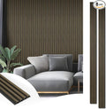 Art3d 8-Pack WPC Wood Slat Wall Panel for Interior Décor, 3D Wood Fluted Acoustic Paneling for Living Room Bedroom Home & Office Accent Wall Decor - 96 x 6 Inch Ebony