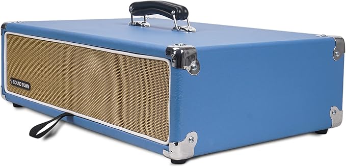 Sound Town Vintage 2U Amp Rack Case, 12.5" Depth with Rubber Feet, Dust Cover, Kickstand, Beau Blue (STVRC-2BL)