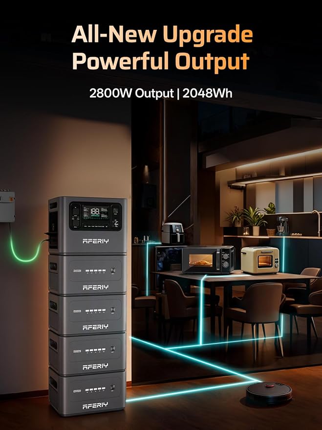 AFERIY 2800W Portable Power Station,2026 Upgraded Version of P210,2048Wh LiFePO4 Battery,Expandable to 10kWh,1800W AC Charging,UPS Solar Generator for Home Use,Power Outages,Camping,and RVs