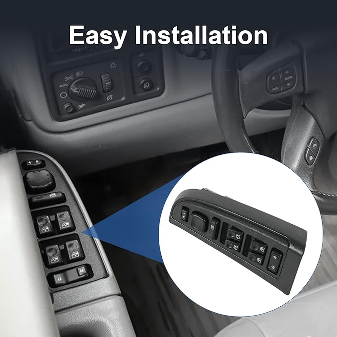 DICMIC Front Driver Side Master Power Window Switch and Door Lock & Black Bezel Assembly Compatible with 2003-2007 Chevrolet, GMC, Cadillac Select Model Replace# 15883320, 920-020, DWS-241