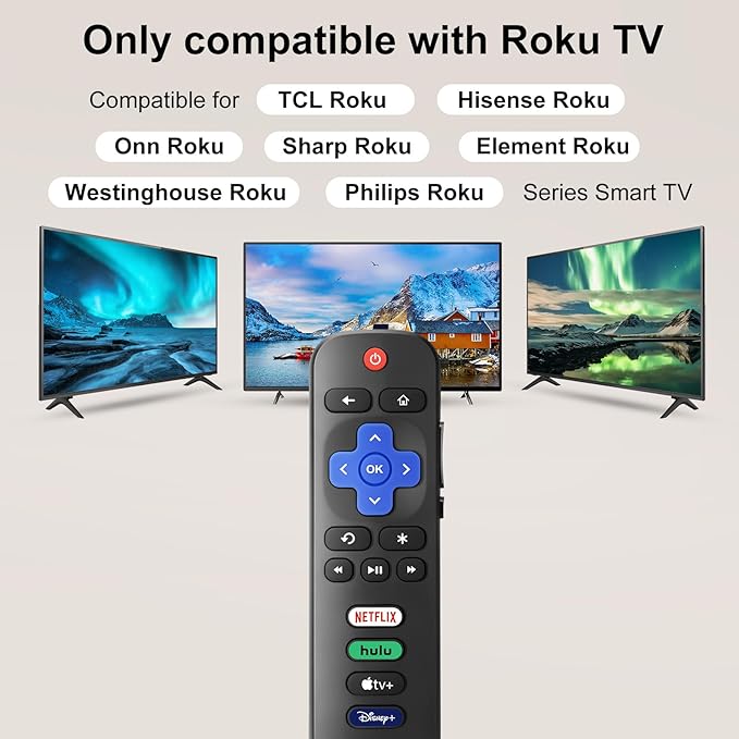 【Pack of 2】 New Replacement for All Roku TV Remote,Compatible for All TCL-ONN-Hisense-Roku TV Remote