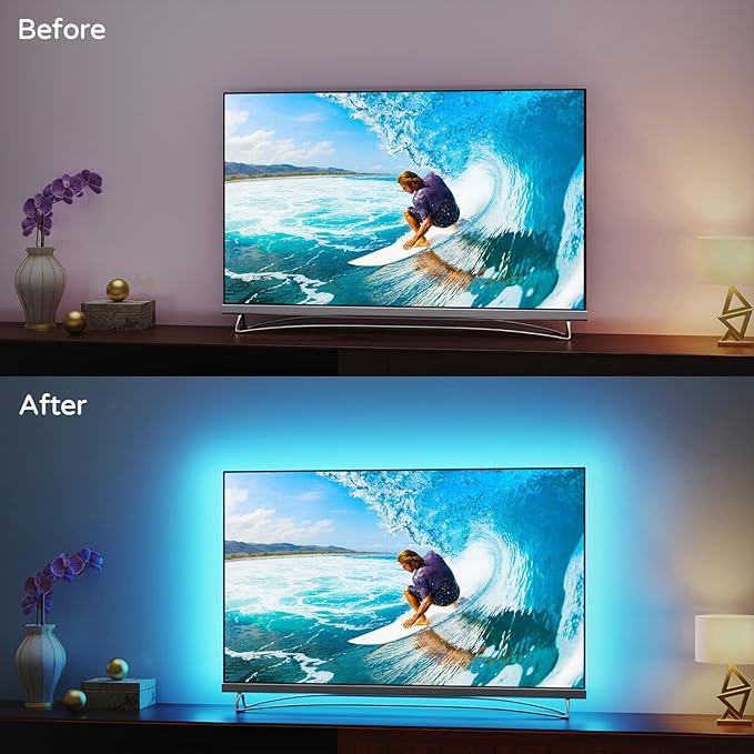 HAMLITE Led Lights for TV 70 75 80 82 Inches, 18Ft USB TV LED Backlight Behind TV Monitor HDTV Wall Work Space Decor -RGB Color Changing Led Strip Lights for Gaming Room Decor, Ambient Lighting