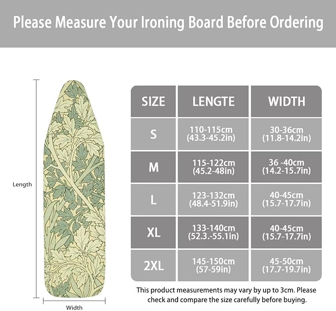 ZCFYGDX Ironing Board Decor Covers (18 x 58 in) Hook & Loop Elastic Edge Easy to Install, Scorch Resistant,Lightweight & Breathable Anti-Slip & Wear-Resistant William Morris Prints Size-2XL