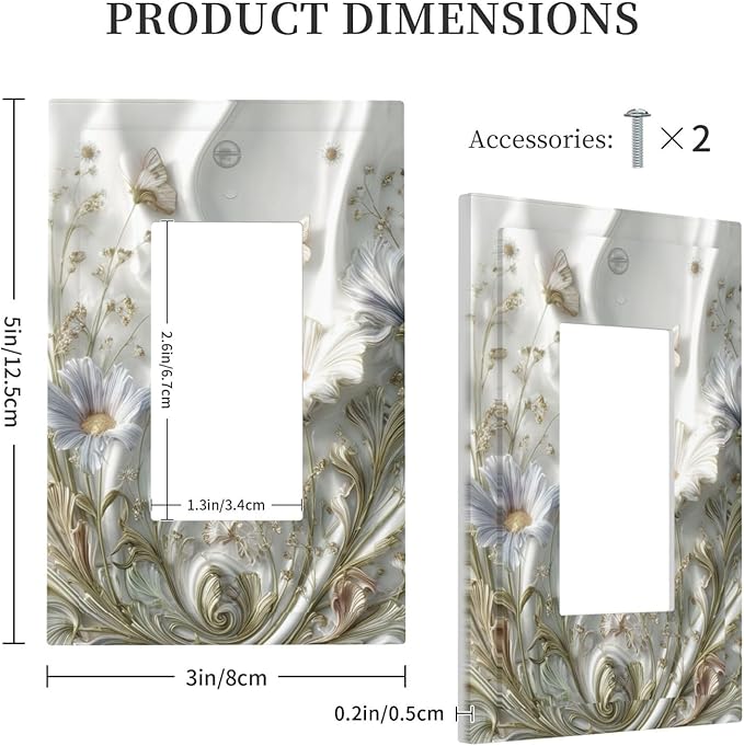Bvtewkhz Boho Floral Wild Flower 1 Gang Single Rocker Decorative Light Switch Covers Electrical Faceplate Switch Plates for Bathroom Kitchen Home