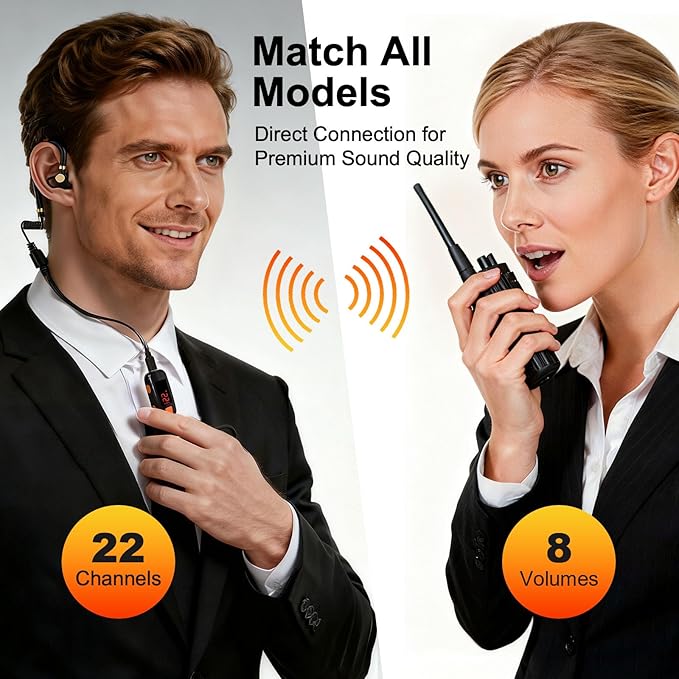 2 Pack Mini Walkie Talkies, Waterproof Small Walkie Talkies Two Way Radio with Earpieces for Outdoor, Restaurants, Hiking, Baseball, Hospital, Tourism, Adults