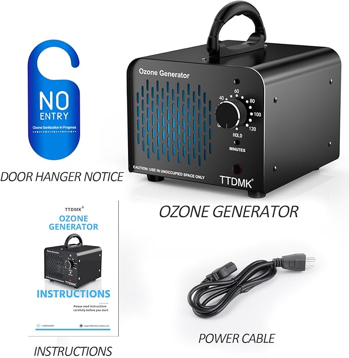 Ozone Generator 68,000mg/h, Commercial Ozone Machine Odor Removal, High Capacity Ozone Machine, Home Ozone Generator for Car, Home, Smoke, Pet, etc (Black) - by TTDMK