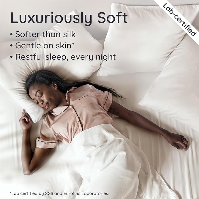Bambaw 100% Viscose Derived from Bamboo Sheets Twin Size, Cooling Fitted Sheet Only, Twin Size Fitted Sheets Only, 15’’ Deep Pocket Cream Fitted Sheet with Straps, Twin Bed Fitted Sheet Only (Ivory)