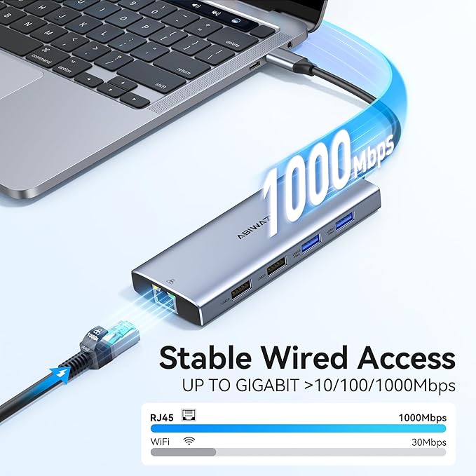 USB C Hub Adapter for MacBook Pro Air,10 in 1 USB C to USB HDMI Ethernet Hub Mac Dongle Accessories Converter for laptops (4K@60Hz HDMI+Ethernet+4USB+1USB-C Data Port+SD/TF Card Reader+100W PD)
