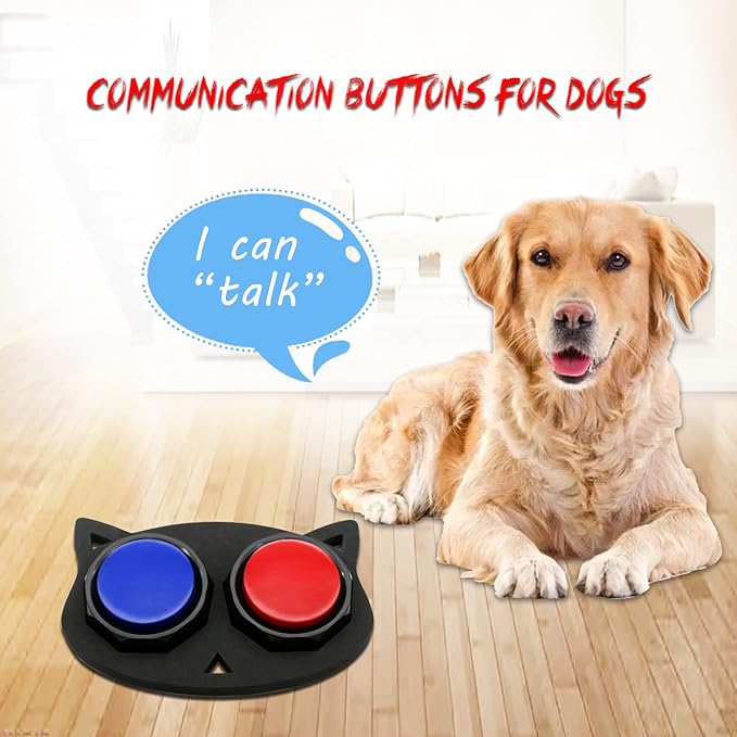 ANLIKY Dog Communication Sound Buttons with Mat, 30 Scene Training Stickers,15 Custom Stickers, Training Instructions, Material Safety, Contains AAA Batteries