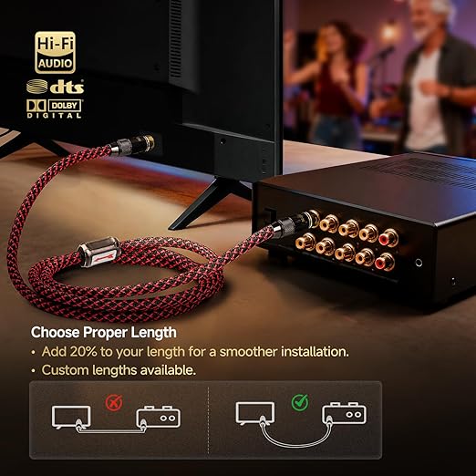 TODN Hi-end Digital Coaxial Cable OFC Core for Audiophile 75-Ohm SPDIF RCA to RCA Audio Cable for Subwoofer, TV, Amp, HiFi Systems (9.8ft /3m)