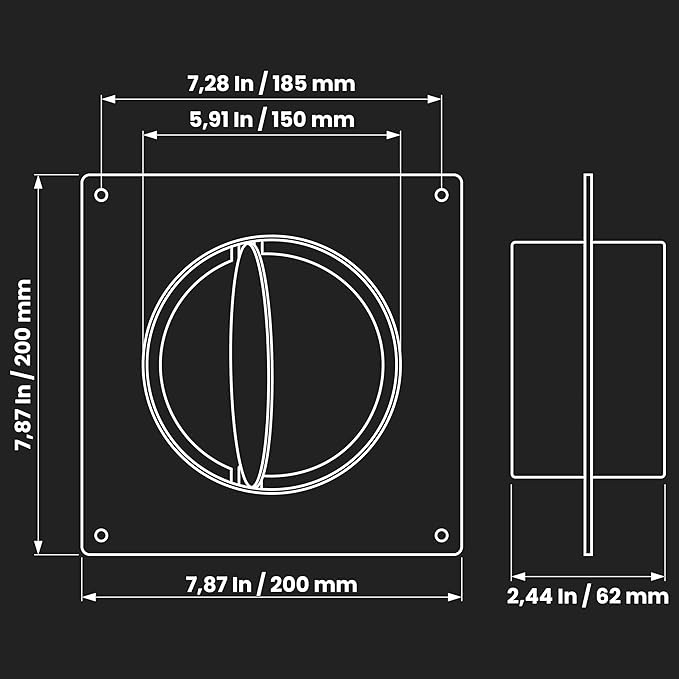 Repa Market 6 Inch Duct Connector Flange with Backdraft Damper – ABS Plastic Round Male Fit Vent Pipe Adapter – Wall Plate HVAC Exhaust & Intake Coupling – for Ventilation and Cooling Systems