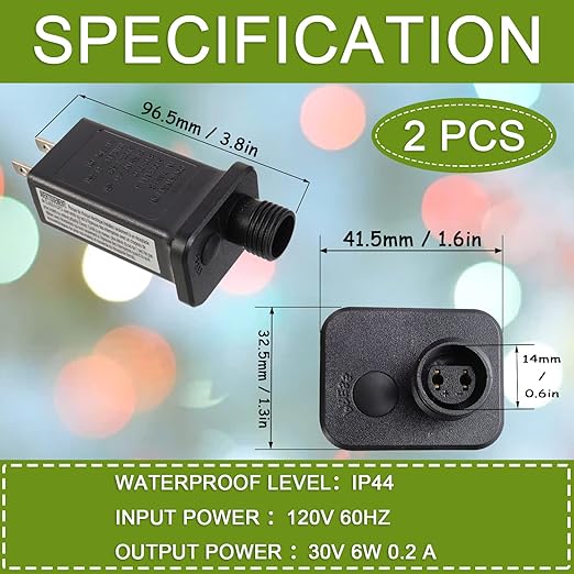 SIGANDG 30V 6W LED Transformer Replacement Class 2 Power LED Controller with 8 Modes Supply for Christmas String Light Inflatable Decorations IP44 Waterproof Low Voltage Transformer(2 Pcs)