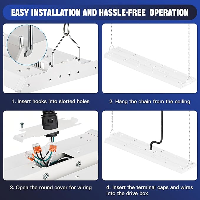 JTT 300/240/200W LED Linear High Bay Light, 45000LM Linear High Bay Shop Light Commercial 120-277V, 4/5000K Lights Shop Workshop Store Commercial Supermarket Warehouse Basement, 1-Pack ETL