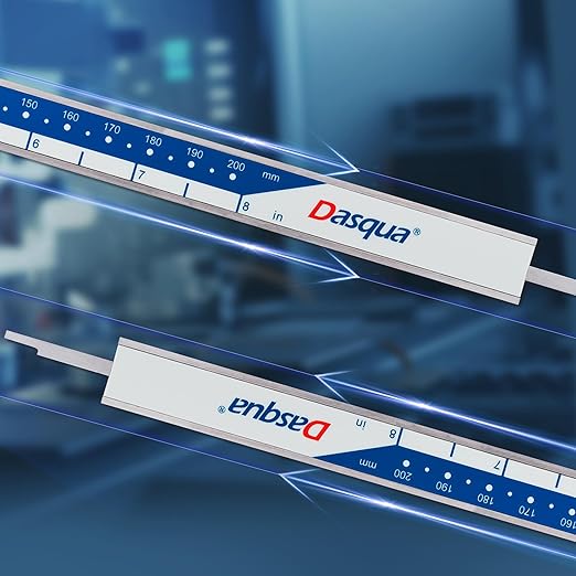 Dasqua Digital Caliper 8", IP54 Stainless Steel Water Resistant Caliper with Large LCD Display and Storage Case, Easy Switch Between Inch/Metric/Fraction, Accuracy 0.001'', Precision Measuring Tool