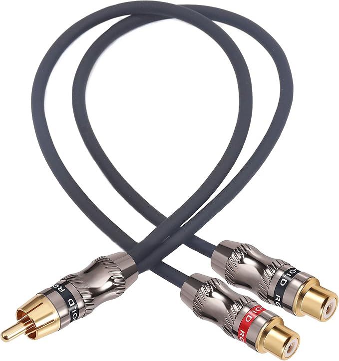 Devinal RCA Splitter, RCA 1 Male to 2 Female Cable Adapter, Stereo Audio RCA Y-Cable Heavy Duty, subwoofer Splitter Gold Plated 10" (25 cm)