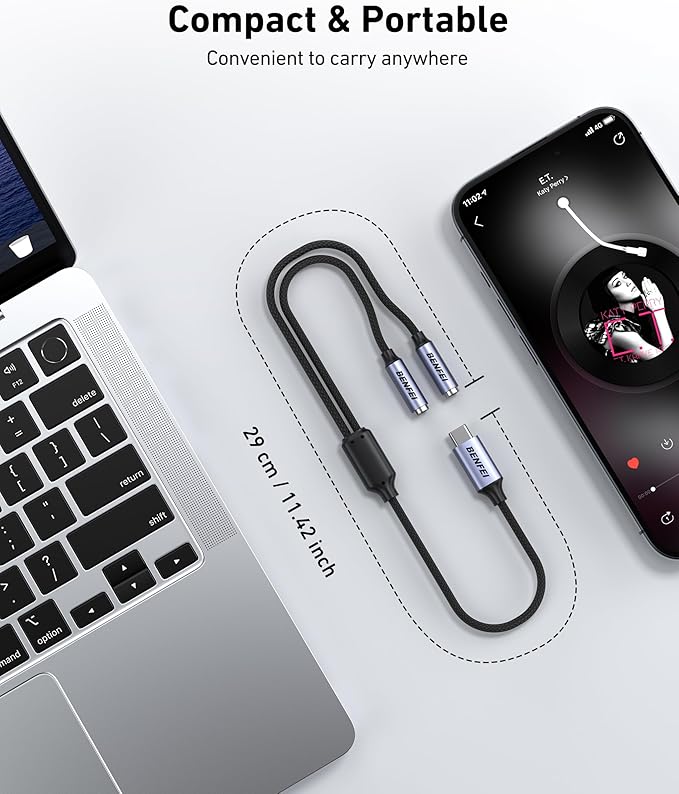 BENFEI USB C to Dual 3.5mm Audio Splitter, Headphone Adapter for 2 People to Share Music & Movies, Compatible with iPhone 16/15 Pro Max/Pro/Plus, Samsung GalaxyS23/S22, iPad Pro, MacBook, Pixel & More
