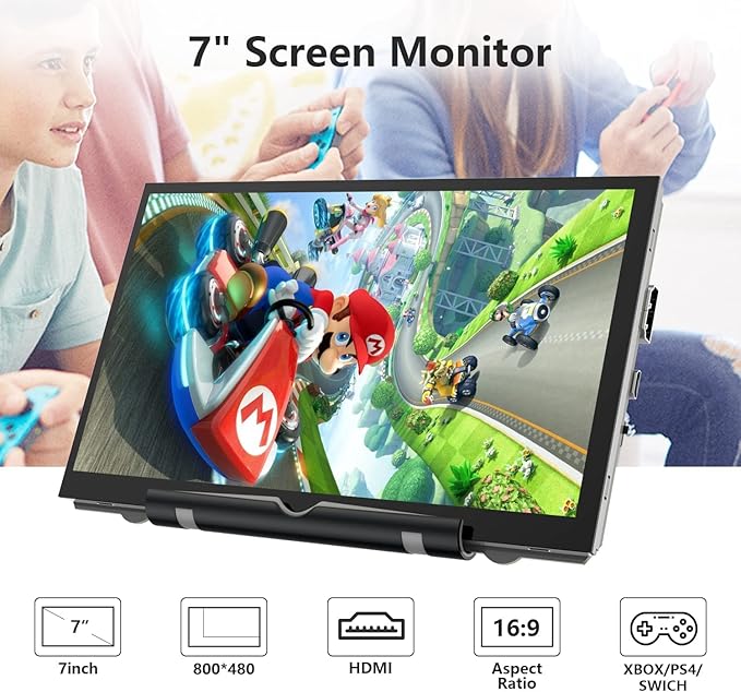 HAMTYSAN Raspberry Pi Screen 7 Inch HDMI Monitor 800x480 LCD Screen Display Mini Small Monitor for Raspberry Pi 4/3/2/Zero/B/B+ Win11/10/8/7 (Non-Touch), Driver Free