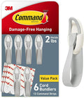 Command Cord Bundlers, Damage-Free Hanging Cord Organizer, No Tools Cord Bundler for Hanging Electrical Cables of Christmas Decorations, 6 Gray Cord Bundlers and 12 Command Strips | Cord Organizer, No Tools, Cord Bundler, 12