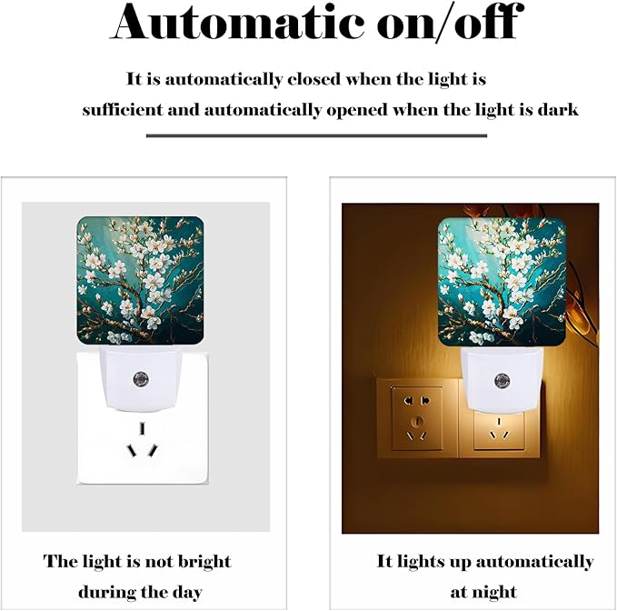 FSHVQKD Blossoming Almond Tree Night Light,Plug-in Nightlights Auto Sensor Night Lamp Dusk to Dawn Lamp Home Decor for Nursery Children Girls Boys