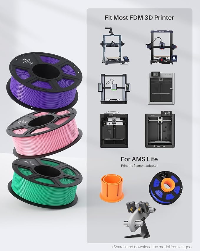 ELEGOO PLA Filament 1.75mm Translucent 1KG, 3D Printer Filament Dimensional Accuracy +/- 0.02mm, 1kg Spool(2.2lbs) Fit Most FDM 3D Printers