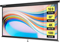 VIVOHOME 80 Inch 16:9 Pull Down Projector Screen, HD 4K Retractable Movie Screen for Indoor Home Theater and Office, Manual Projection Screen with Auto Locking (70Wx40H Inch Display Area)