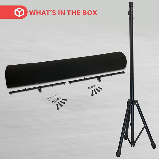 Pyle Microphone Isolation Panel with Height Adjustable Tripod Stand - High Density 2" Thick Foam Sound Dampening Wall - Foldable & Portable Mic Shield for Podcasts, Singing, Recording, Broadcasting