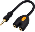 zdyCGTime 3.5mm Headphone Y Splitter Cable 3-Pole 3.5mm AUX Male to 2 Port 3.5mm Female Audio Stereo Y Splitter Cable for Headset Splitter Adapter, for Smartphone, Tablets, MP3, MP4(17.5CM) (3Pole)