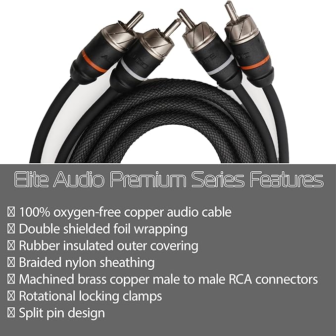 Elite Audio EA-PRMY2M Premium 2-Ch Oxygen Free Copper RCA Y-Adapter - 1.5ft. Dual Male to Female Twisted Pair with Noise Reduction