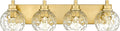METWET Bathroom Light Fixtures Over Mirror, 26" Brushed Gold Bathroom Vanity Light with Clear Hammered Glass Globe Shade, 4-Light Modern Sconces Wall Lighting, VL200-BG-CL-4