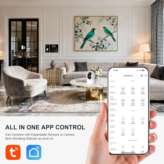 LWOHSI Alarm System for Home Security,WiFi+GSM 4G Wireless Alarm System with Phone APP Alert,T53W HD Security Camera,Door/Window Sensor,Remote,Work with Alexa and Google for Home,Apartment,Office