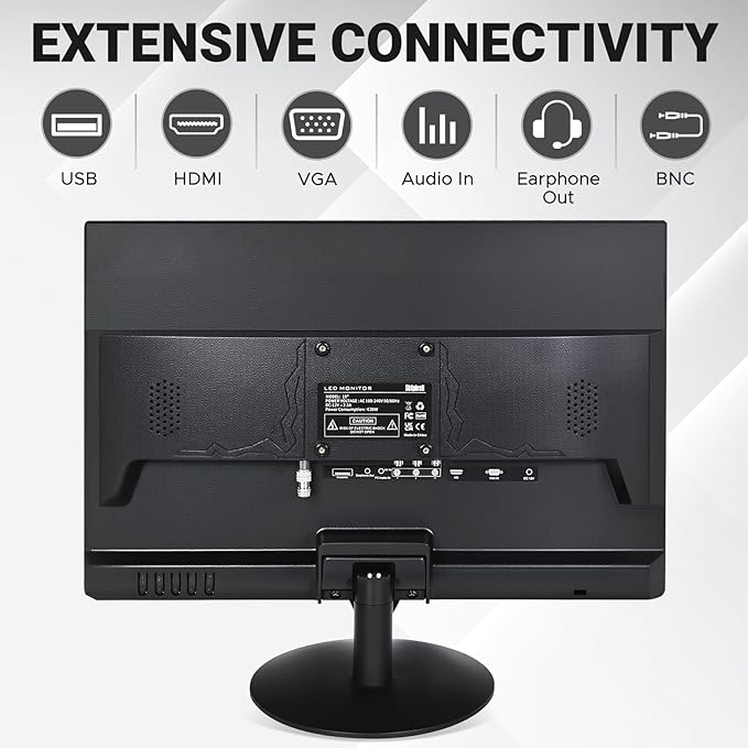 SKitphrati 19 Inch HD (1440 x 900) PC Monitor, Computer Monitor with HDMI VGA AV BNC USB Ports, 60Hz, 5Ms, VESA, Build-in Speakers, LED Display for Laptops and Desktops Office Home