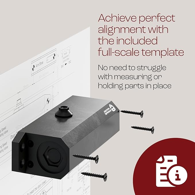 PrimeWare DC-300 Automatic Adjustable Door Closers for Home | Soft Close, No Slam | Residential and Commercial Door Closer | Level 3 | for Doors Weighing 90-140 lbs | Hydraulic Door Spring - Black