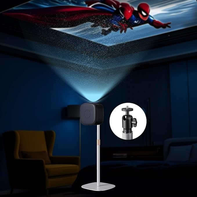 Hocoder Projector Stand Floor Projector Mount Stand 1/4 Screw with Heavy Base, Adjustable Height 33"-50",Arbitrary Angle adjustment, for Living Room, Courtyard, Bedroom