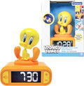 LEXiBOOK, Tweety, Tweety Night Light Alarm Clock, Sounds and Melodies, Backlit LCD Screen, Illuminated, Snooze, Yellow, RL800TW
