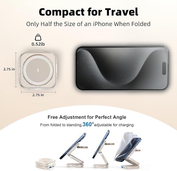5-in-1 Wireless Charger for MagSafe, AC ISLAND Portable Travel Charging Station, 35W Max Fast Foldable Magnetic Stand, Evolved for iPhone 17-12 & Air Series, Apple Watch, AirPods (with 35W Adapter)