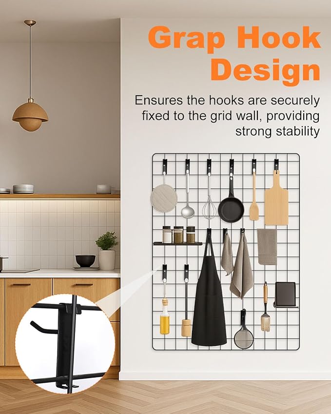 Alffun 50 Pack Gridwall Hooks, 6 Inch Metal Display Hanging Hooks, Heavy Duty Grid Wall Panels Accessories for Retail, Craft Shows, Garage Storage, and Home Organization, Black