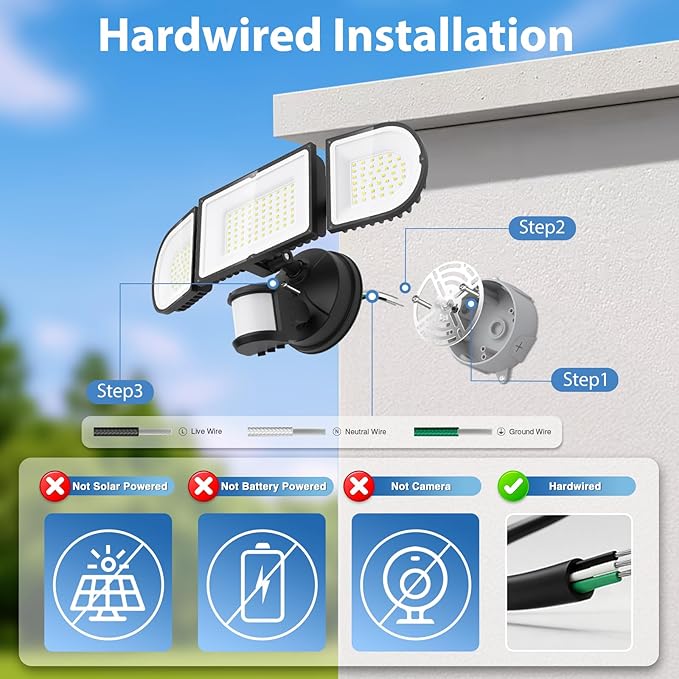 SZPOWER 150W Motion Sensor Lights Outdoor for Outside, 15000LM LED Flood Lights Outdoor Wired Dusk to Dawn, Exterior Security Floodlight Fixture Waterproof IP65, Outdoor Lighting for House, Garage