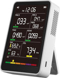 Professional Indoor Air Quality Monitor with AQI Alarms, Portable Real-Time Detector for Home Cars Plants and Pets (Cold White)