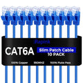 Rapink Patch Cables Cat6a 10ft (10 Pack) Slim, Cat6a Ethernet Patch Cable 10G Support, Snagless Cat 6 Patch Cable for Patch Panel to Switch, Flexiable Cat 6a Ethernet Cable with Gold Plated