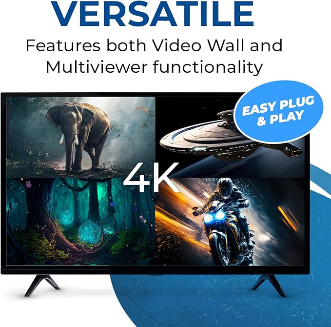 OREI 4K 4x4 HDMI Matrix Video Wall Controller Processor Multiviewer Display Upto 4K 60hz 2x1, 1x2, 1x3, 1x4 Supports 180 Degree Rotate RS-232 Audio Extraction (UHD-44MVW)