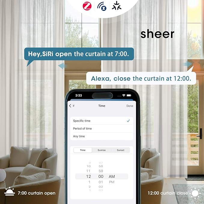 SmartWings Automatic Curtain Opener with Drapery, Motorized Vertical Blinds with Remote, Electric Closet Doors Sliding Panels Compatible with Alexa Google Homekit, Sheer Colorful Radiance