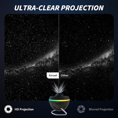 Ainael Galaxy Projector, Star Projectors Home Planetarium Space Ceiling Starry Sky Night Light with Light Strip, Meteor and Galaxy Projector & 2 Films Set for Kid Adult