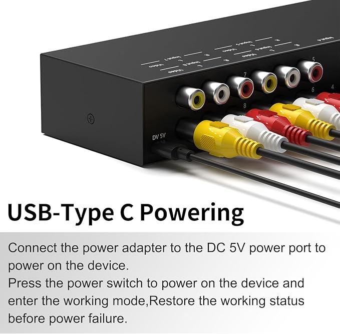 RuiPuo 8-Input to 1-HDMI-Output Converter (Consisting of 4 AV Inputs and 4 HDMI Inputs) Switchbetween Quick Different Sources(8 in-1 Out)
