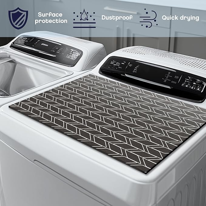 Teenyyou 2 Pcs 26" x 18" Dryer Top Protector Mat, Washer and Dryer Topper, Non Slip Waterproof Machine Cover Dust Proof Quick Drying Topper Pad for Laundry and Kitchen (Classical)