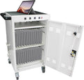 OFLILAK 36-Device Mobile Charging Cart with Charging Power Strip and Front and Rear Access Locks, Cable Management, Up to 17"", Safe Charging Cabinet for Ipads, Chromebooks, Tablets, Laptops White