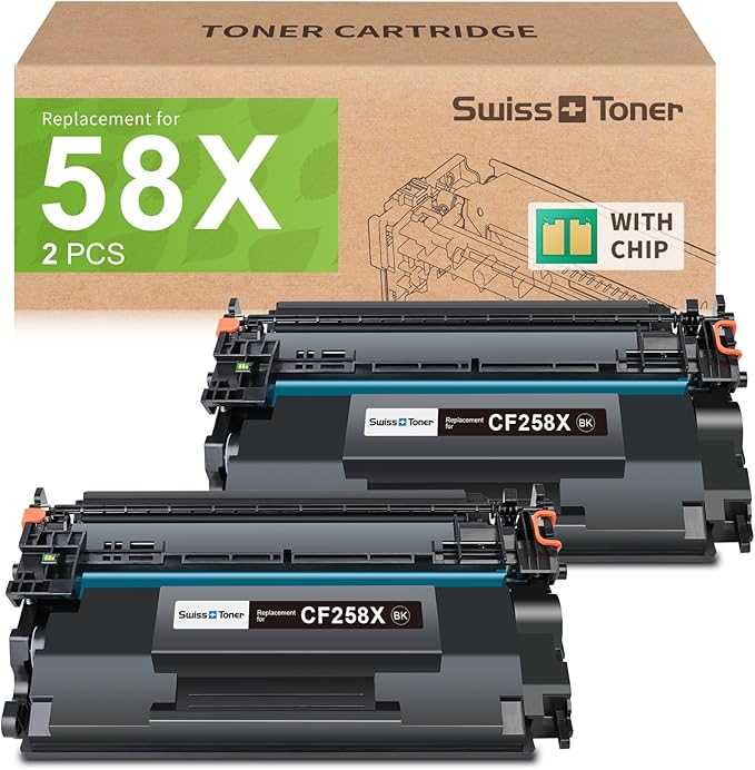 CF258X 58X Toner Cartridges Black High Yield with Chip Compatible Replacement for HP 58A 58X CF258A CF258X for LaserJet MFP M428fdw M428fdn M428dw M404 M428 Pro M404n M404dn M404dw Printer(2 Pack)