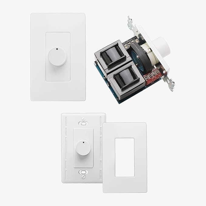 OSD Audio 300W Sleek, Modern, Minimalist Design in Wall Volume Control, Rotary Knob White Impedance Matching SLK300