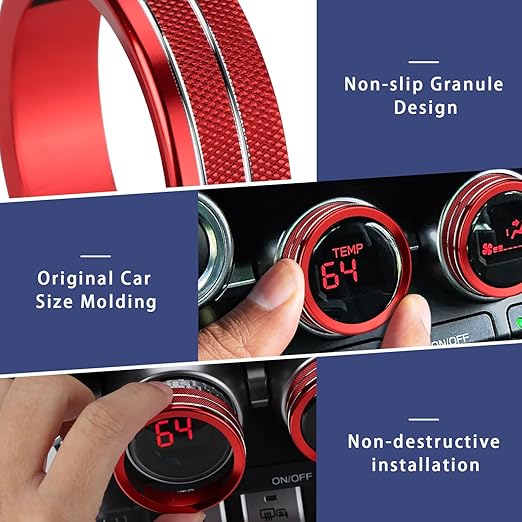 Auovo AC Knob Rings Covers Compatible with Subaru BRZ 2022-2026 for Toyota GR86 2022-2025 2026 Interior Accessories Air Climate Control Switch Knob Button Ring (Air Conditioning Knobs Cover-3PCS, Red)